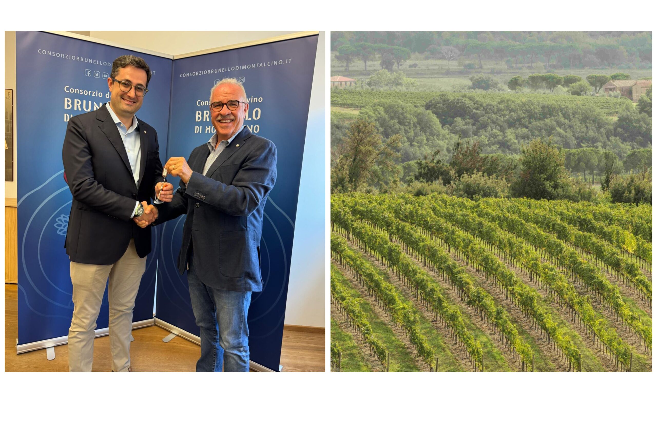 Da sinistra Giacomo Bartolommei, nuovo presidente del Consorzio Brunello di Montalcino e Fabrizio Bindocci